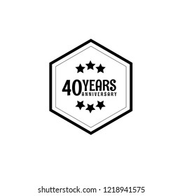 40 years anniversary celebration simple emblem, label, badge, logo. vintage logo, 40 year sign, jubilee, greeting card.circle shapes with stars