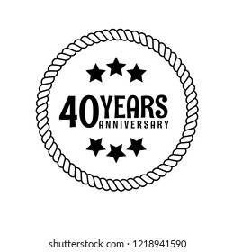 40 years anniversary celebration simple emblem, label, badge, logo. vintage logo, 40 year sign, jubilee, greeting card.circle shapes with stars