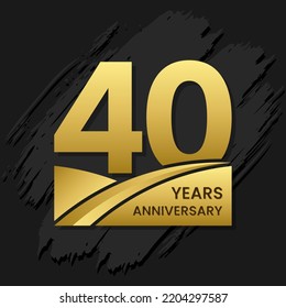 40 years anniversary celebration, anniversary celebration template design with gold color isolated on black brush background. vector template illustration