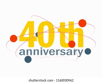 40 years anniversary celebration vector icon, logo. Template isolated design with abstract elements for 40th anniversary card 