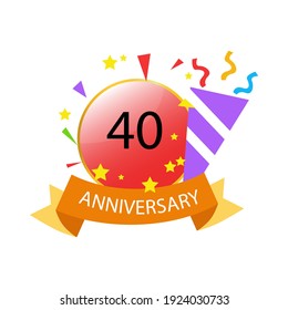 Ilustración de diseño de plantillas vectoriales de celebración de 40 años
