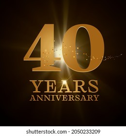 40 years anniversary celebration vector icon, logo. Design element with gold color age for 40th anniversary card