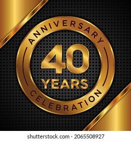 40 years anniversary, anniversary celebration vector design with gold color on black texture background, simple and luxury design. logo vector template