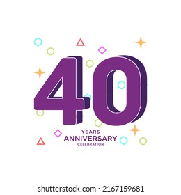 40 Years Anniversary Celebration Vector Template Design Illustration