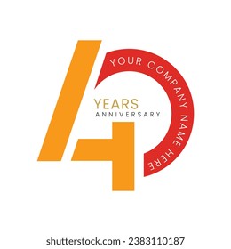 40 Years Anniversary Celebration Vector Template Design Illustration Orange Elegant