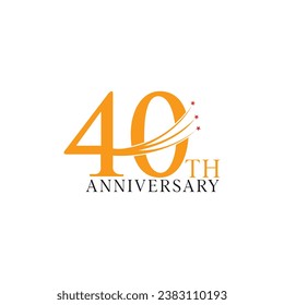 40 Years Anniversary Celebration Vector Template Design Illustration Orange Elegant