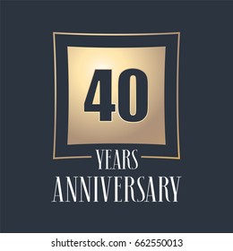 40 years anniversary celebration vector icon, logo. Template design element with golden number for 40th anniversary greeting card