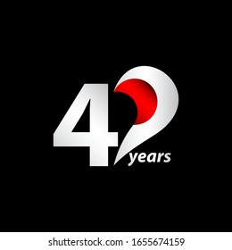 40 Years Anniversary Celebration White and Red Elegant Vector Template Design Illustration