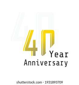 40 Years Anniversary Celebration Yellow Color Vector Template Design Illustration