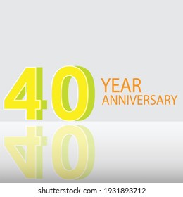 40 Years Anniversary Celebration Yellow Color Vector Template Design Illustration