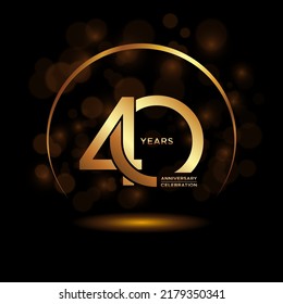 40 years Anniversary celebrations logo with golden ring. Gold color is elegant and luxurious. Logo vector template.