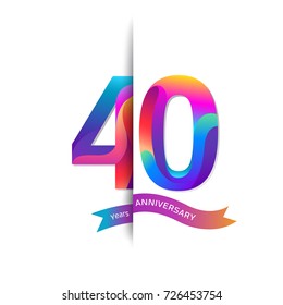 40 Years Anniversary with colorful stylized number. Applicable for brochure, flyer, Posters, web and Banner Designs. Vector illustration.