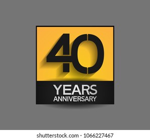 40 years anniversary design square style yellow and black color isolated on gray background for celebration event