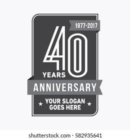 40 years anniversary design template. Vector and illustration.