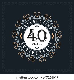 40 years anniversary design template. Vector and illustration. celebration anniversary logo. classic, vintage style