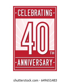 40 years anniversary design template. Vector and illustration