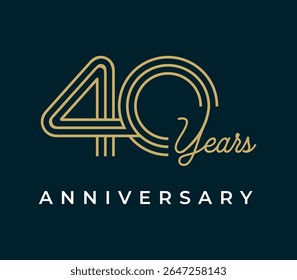 40 Anos de ilustração de vetor de design de aniversário. Modelo de design de logotipo exclusivo de 40 anos. De cor dourada