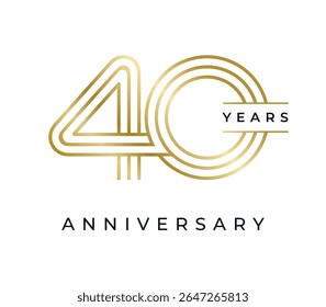 40 Anos de ilustração de vetor de design de aniversário. Modelo de design de logotipo exclusivo de 40 anos. De cor dourada