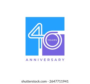 40 Anos de ilustração de vetor de design de aniversário. Modelo de design de logotipo exclusivo de 40 anos. Em forma quadrada