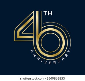 40 Anos de ilustração de vetor de design de aniversário. Modelo de design de logotipo exclusivo de 40 anos. De cor dourada