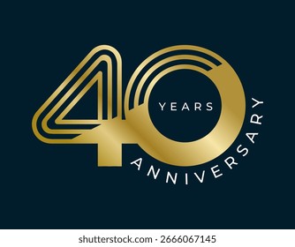 40 Anos de ilustração de vetor de design de aniversário. Modelo de design de logotipo exclusivo de 40 anos. De cor dourada
