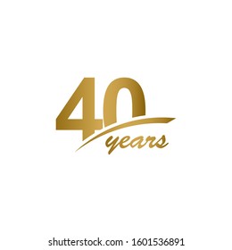 40 Years Anniversary elegant Gold Line Celebration Vector Template Design Illustration