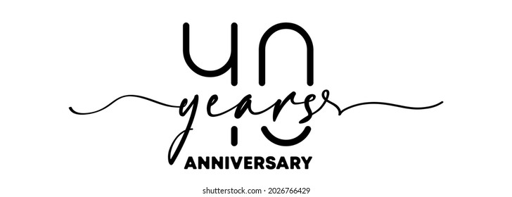 40 years anniversary emblem. Anniversary badge or label. 40th celebration and congratulation design element. One line style. Vector EPS 10. Isolated on background.