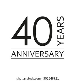 40 years anniversary emblem. Anniversary icon or label. 40 years celebration and congratulation design element. Vector illustration.