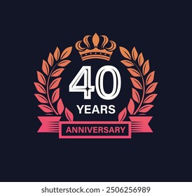 40 Jahre, Anniversary Emblems Logo in einer goldenen Vektorgrafik