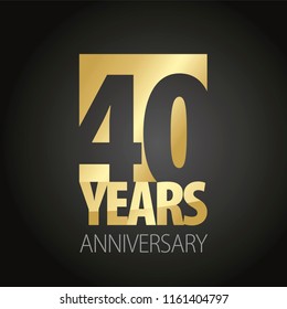 40 Years Anniversary Gold Black Logo Icon Banner