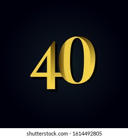 40 Years Anniversary Gold Number Vector Template Design Illustration