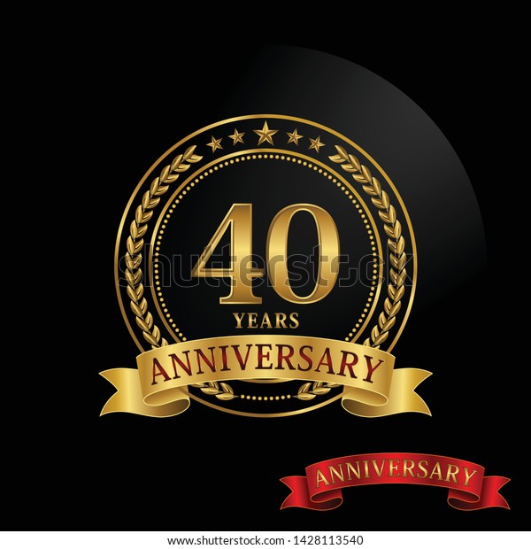 40 Years Anniversary Golden Ring Ribbon Stock Vector (Royalty Free ...