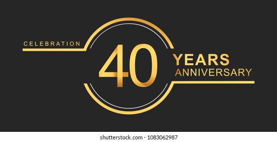 40 years anniversary golden and silver color with circle ring isolated on black background for anniversary celebration event