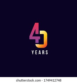 40 Years Anniversary Gradient Number Vector Design