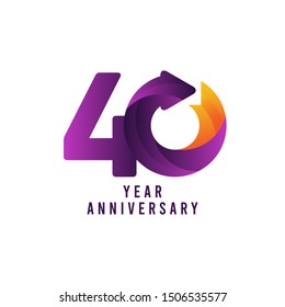 40 Years Anniversary Gradient Purple Vector Template Design Illustration