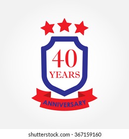 40 years anniversary icon or emblem. 40th anniversary label. Celebration, invitation and congratulation design element. Colorful vector illustration.