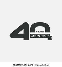 40 Years Anniversary Icon Template, Anniversary lettering in Black color. Vector EPS 10