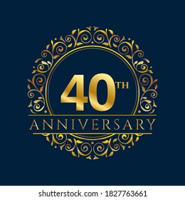 40 years anniversary invitation card template isolated vector illustration. Ten years Black greeting card template