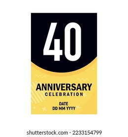 40 years anniversary invitation card  design, modern design elements, white background vector design