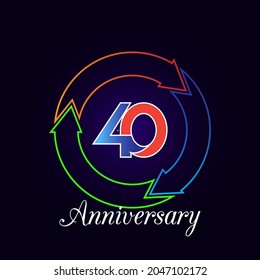40 Years Anniversary label isolated on black, vector with shadow