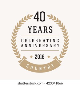 40 Years Anniversary Label, Sticker Or Badge On Background. Vector - Illustration