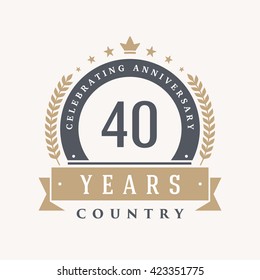 40 Years Anniversary Label, Sticker Or Badge On Background. Vector - Illustration