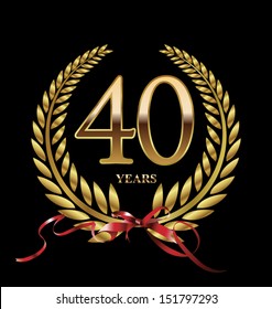 40 Years Anniversary Laurel Wreath Stock Vector (Royalty Free ...