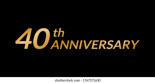 40 years anniversary logo. 40th birthday celebration golden icon. Vector illustration.