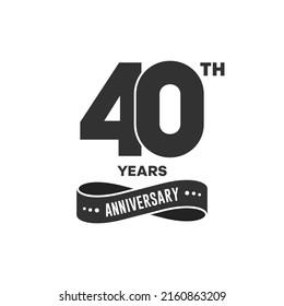 40 years anniversary logo with black color for booklet, leaflet, magazine, brochure poster, banner, web, invitation or greeting card. Vector illustrations.