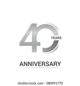 40 Years Anniversary  Logo Celebration, Silver Flat Design