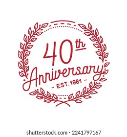 Colección del logo de 40 años. Celebración del 40 aniversario a mano. Vector e ilustración.