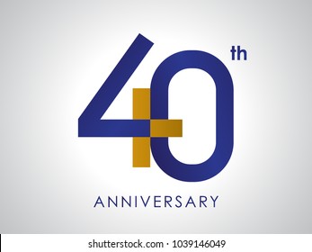 40 Years Anniversary Logo Design With Blue And Old Yellow Color