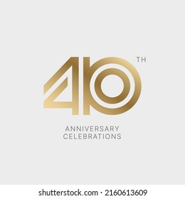 Diseño del logo de 40 años sobre fondo blanco para la celebración. Emblema del 40 aniversario.