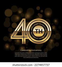 40 years anniversary logo design with gold color and double line style. Logo Vector Template